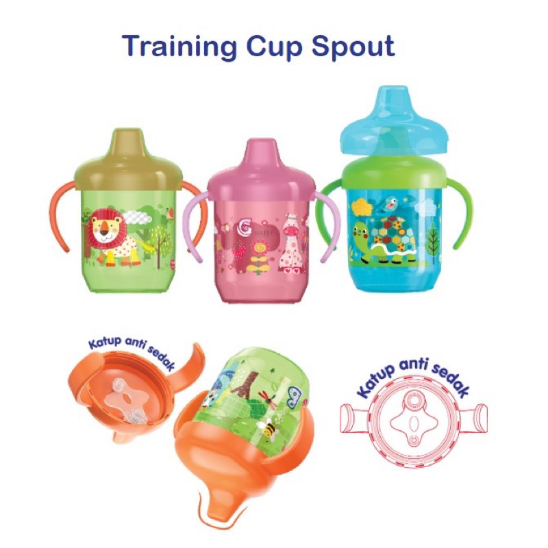 Baby Safe Training Cup Spout + Penutup JP034 Gelas Latihan Minum Bayi MPASI Anti Sedak
