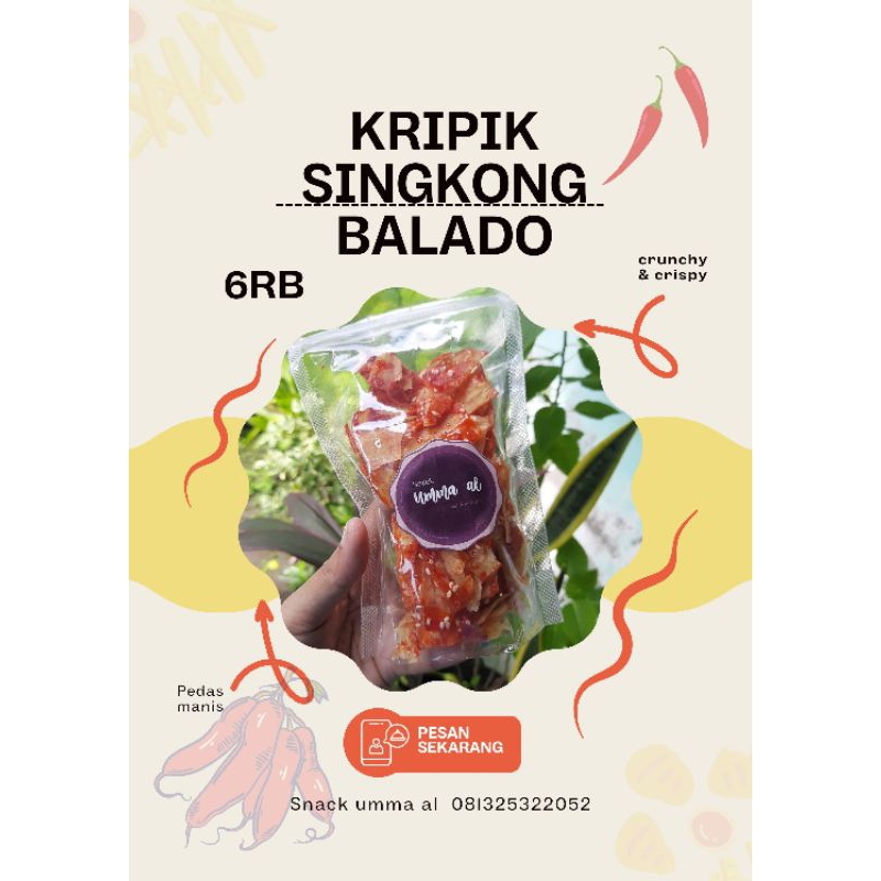 

[LEZAT] KERIPIK SINGKONG BALADO WIJEN PEDAS MANIS SNACK UMMA AL 50gram
