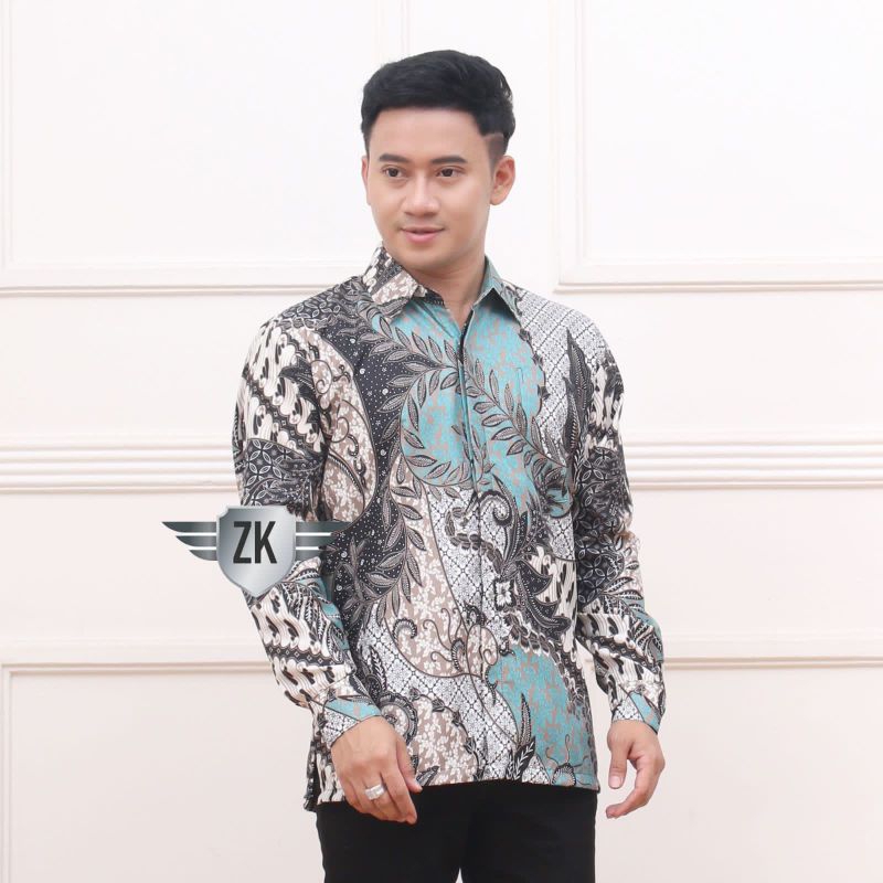 ￼NEW ARRIVAL DISTRO KEMEJA  BATIK PRIA LENGAN PANJANG BORDIR SOGAN HRB026 BATIK JAYA STORE