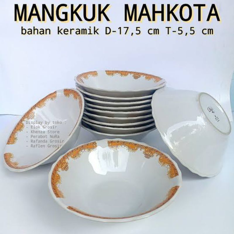 Mangkok mahkota 7 inch/mangkuk mahkota harga 1 lusin/mangkok atlas/mangkuk keramik/mangkok list emas