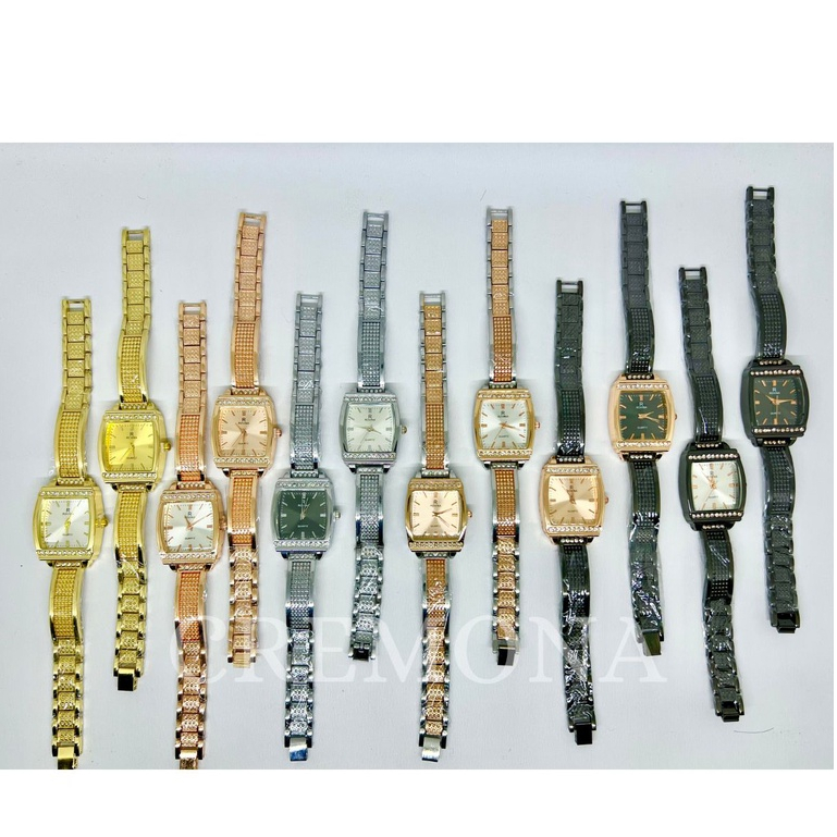 CREMONA - Jam Tangan Fashion Wanita Permata Analog Import dengan Desain Mewah dan Elegan, Perempuan Cewek Tampil Glamour