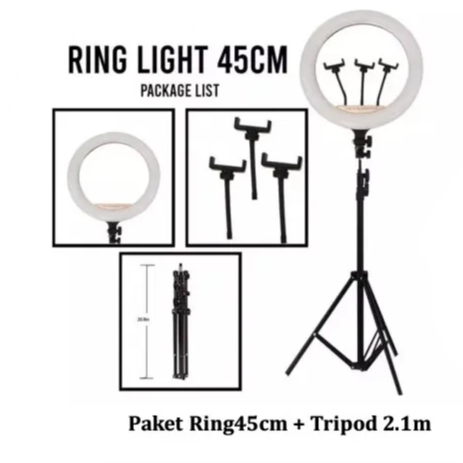 Lampu BULAT LED 45CM Ring Light Studio For Selfie MakeUp Vlog Tiktok Live Lampu Ringlight