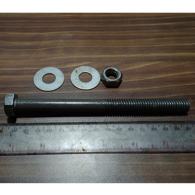 BAUT MUR BALOK KAYU PANJANG 15 CM KUNCI 19 / BAUT BLANDAR NC ½ X 6 PANJANG 15 CM + 2 RING 1/2