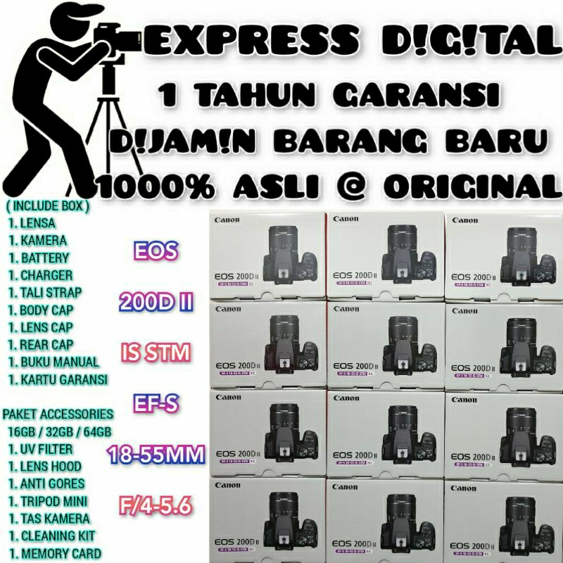 CANON EOS 200D MARK II EF-S 18-55MM IS STM - CANON 200D II KIT 18-55MM IS STM UNIT ONLY