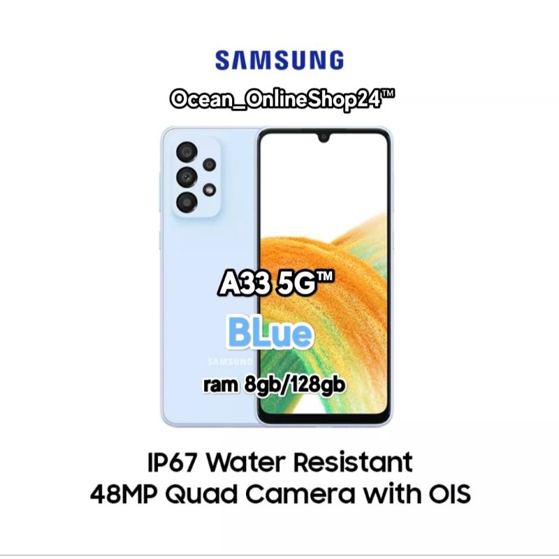 SAMSUNG Galaxy A33 5G RAM 8GB 128GB /256GB NFC - BLUE - IP67 - 48MP - SEIN