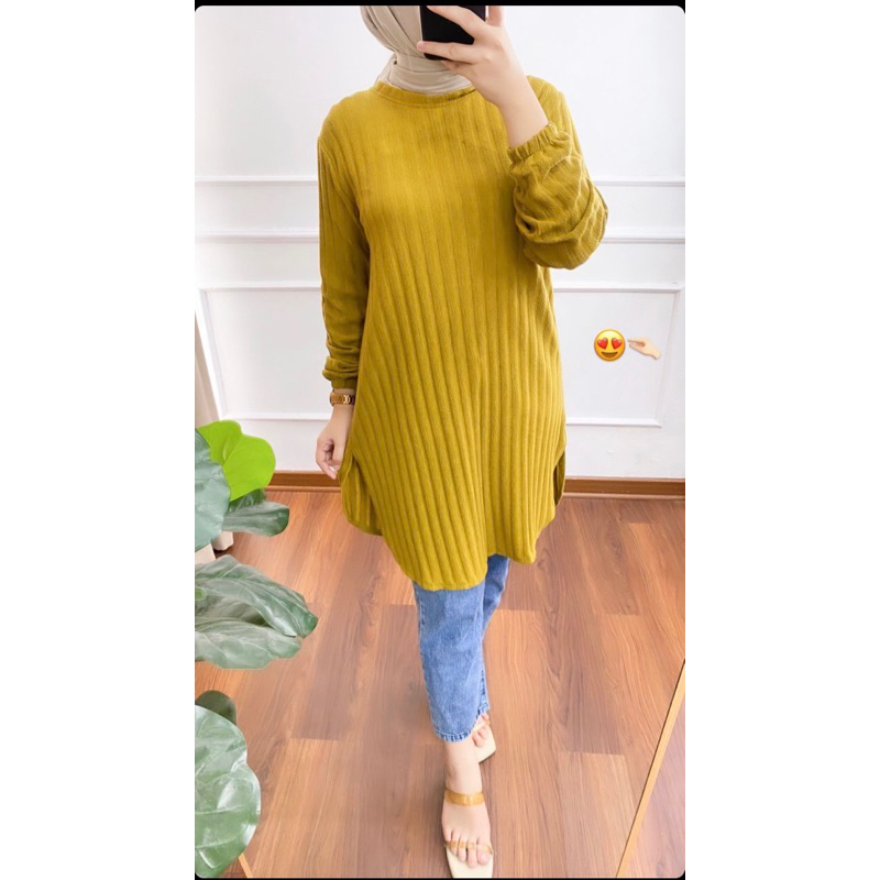 tunik oval kaos knit premium