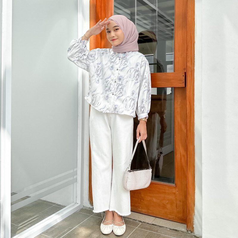 MARBLE PUFFY BLOUSE MOTIF (HANYA ATASAN SAJA TIDAK ONE SET)