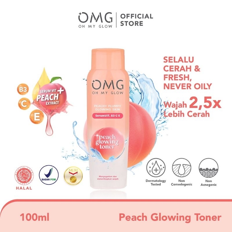 OMG Paket Super Lengkap 4pcs (Face wash 50mL + Moist Cream 25mL + Toner 100mL + Glowing Serum 20mL )