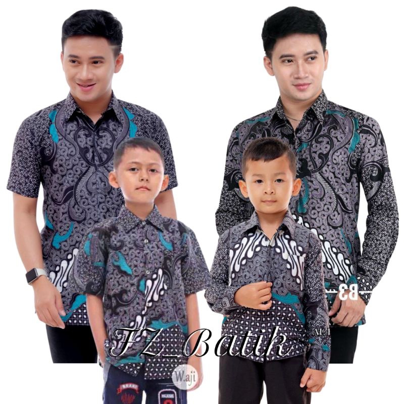 Kemeja Batik Anak Laki-Laki Lengan Panjang Couple Batik Ayah Dan Anak Cowok