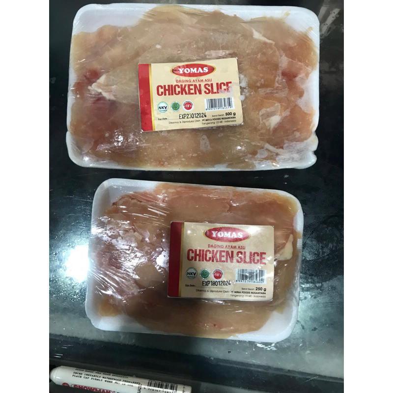 

chicken slice yomas 500 gr dan 250 gr