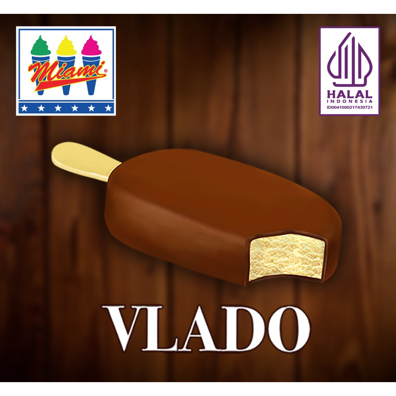 

Miami Ice Cream Stick Vlado (Isi 10 pcs) Rasa Vanilla berbalut Coklat