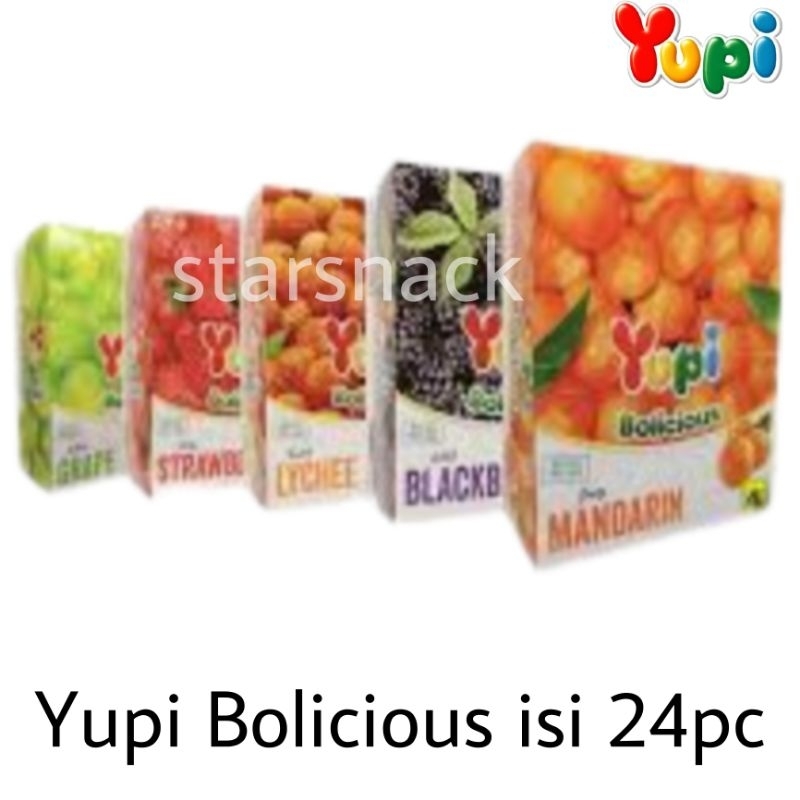 

Yupi Bolicious mango grape isi 24pc/ kotak