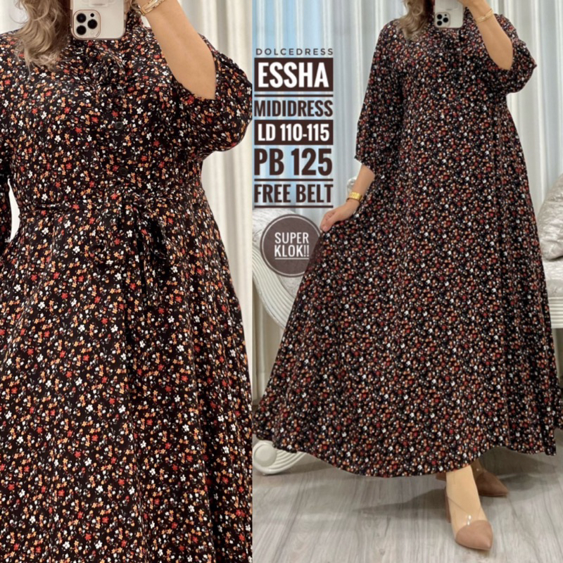 Daster Arab Dolce ESSHA Midi Rayon Dress Bumil Busui nyaman