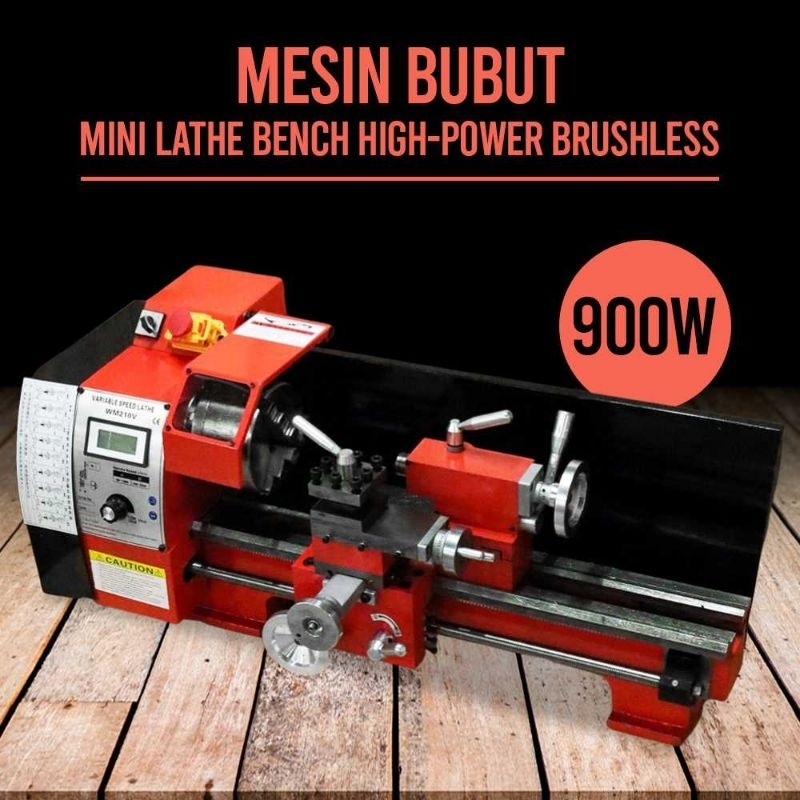 FUSIKAYA Mesin Bubut Mini Lathe Bench High-Power Brushless 900W - WM210V