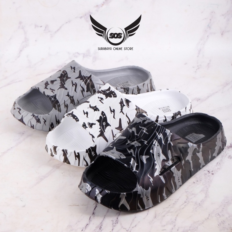 BORSE Shark/ Sandal Fashion Korean Style/ Sandal Selop Pria Karet Import/ Sandal Motif Hiu/ Sendal K