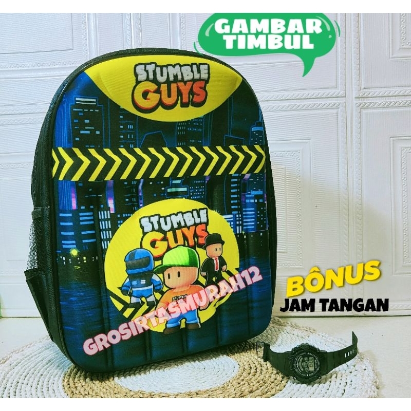 Tas sekolah anak laki laki tas anak cowok SD tas karakter anak STUMBLE guys Bonus jam tangan