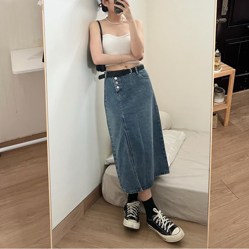 Louisa Button Denim Skirt