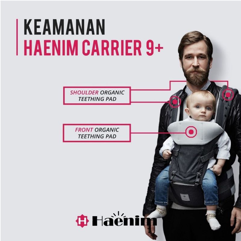 Haenim 9+ Hipseat Baby Carrier Gendongan bayi hipseat Black/Silver/Pink