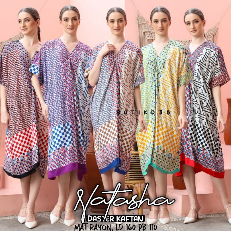 (Jessa) baju tidur daster kelelawar Kaftan Natasha motif kotak rainbow Classic bahan rayon super Jumbo