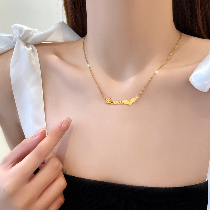 kalung tulisan love titanium asli