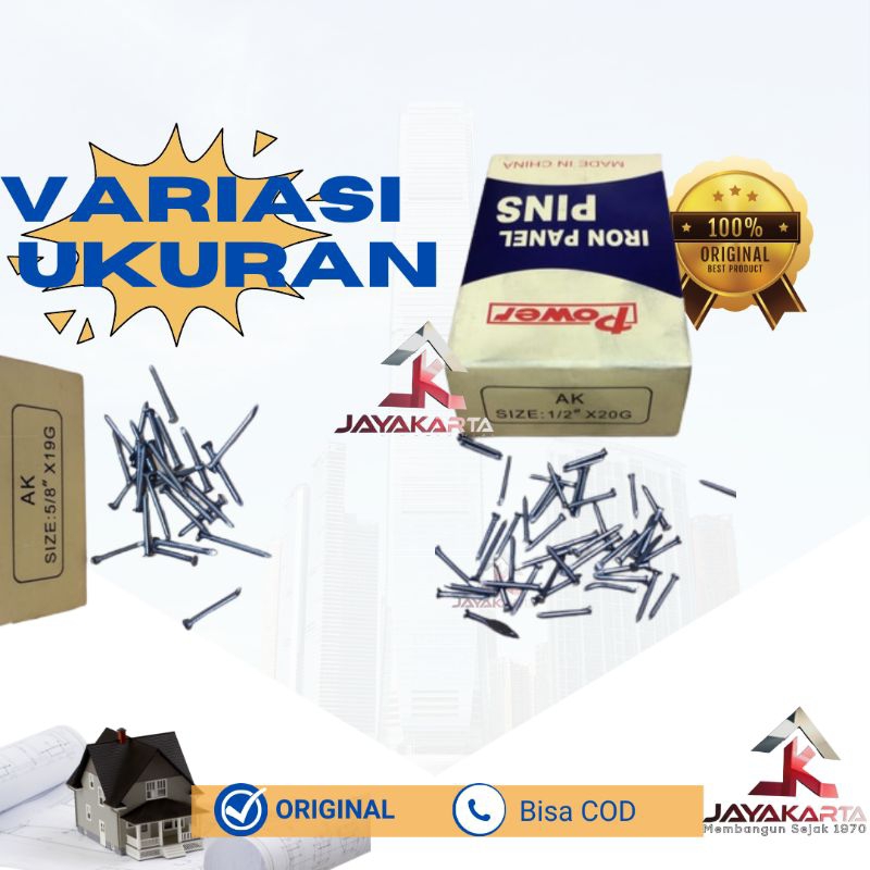 PAKU POWER 1/2 INCI 12 MM / IRON PANEL PIN / PAKU TRIPLEK KAYU KECIL
