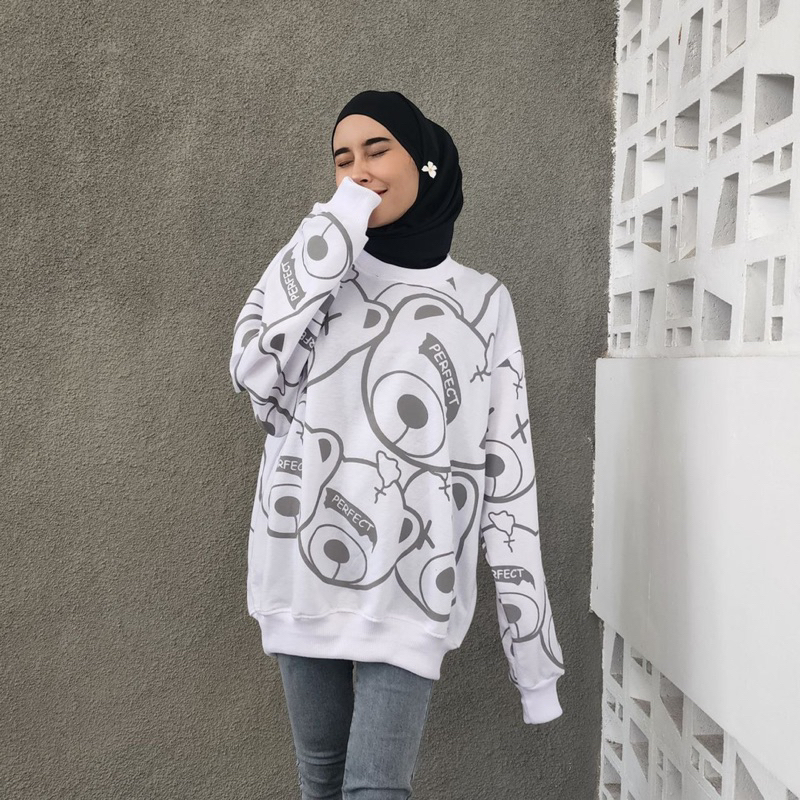 Sweater wanita pria PANDA FULL PRINT XXL