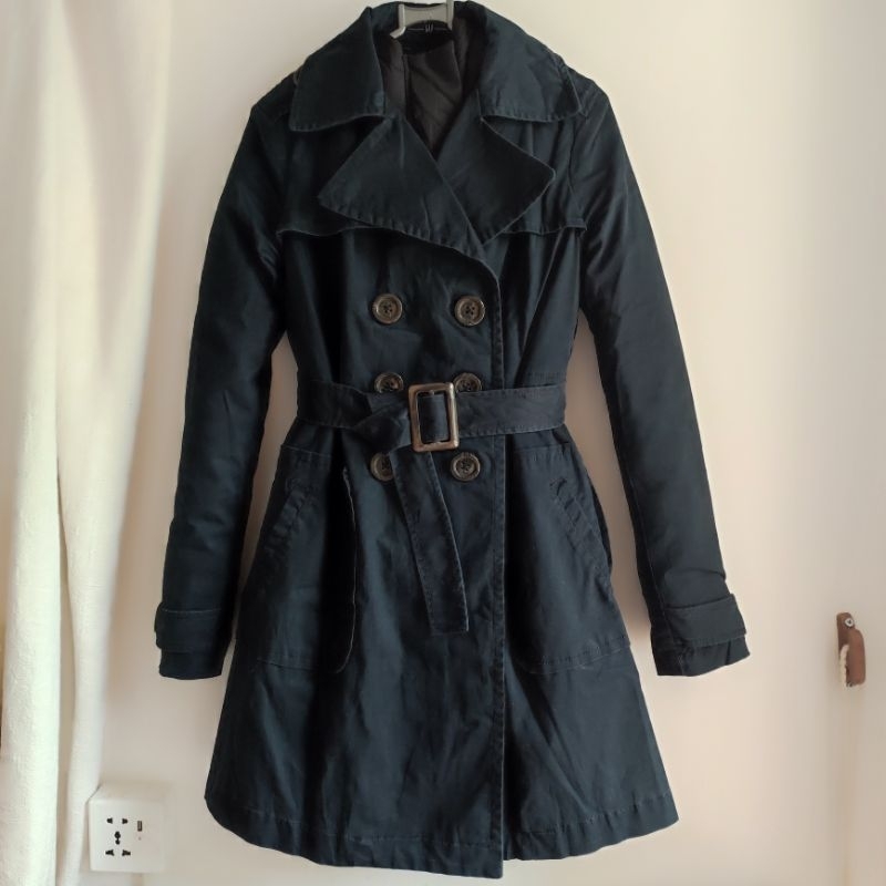 Trench COAT GAP Original wanita perempuan dark blue jacket musim dingin winter auntumn spring PL Preloved Bekas secondhand Thrift