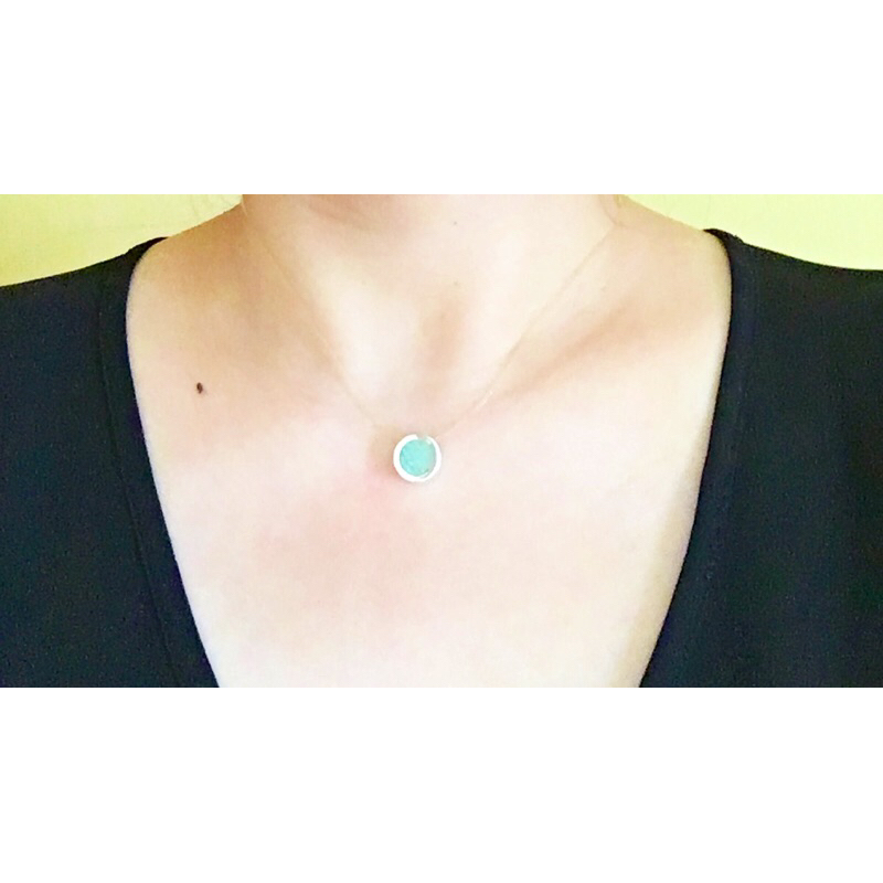 Small Round Turquoise Silver Pendant (Liontin Perak Turquoise Bundar Kecil)