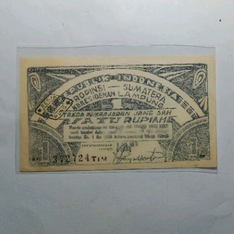 Uang Kuno ORIDA 1 Rupiah Lampung 1948 Tim UNC original