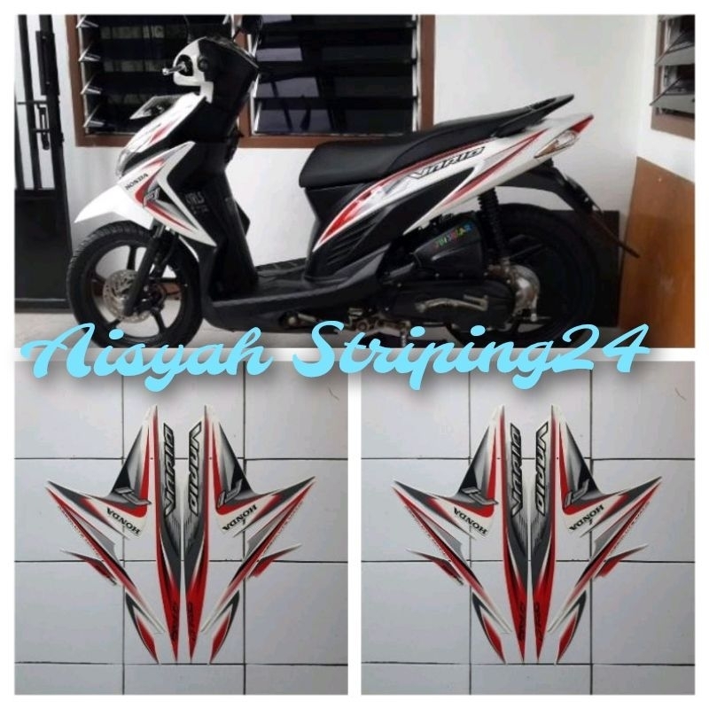 Stiker striping Honda Vario fi 110 2014 putih merah