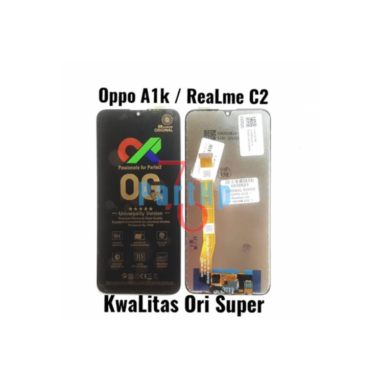 Lcd Touchscreen Fullset Kwalitas Ori Super Oppo A1K - Realme C2 - Hitam