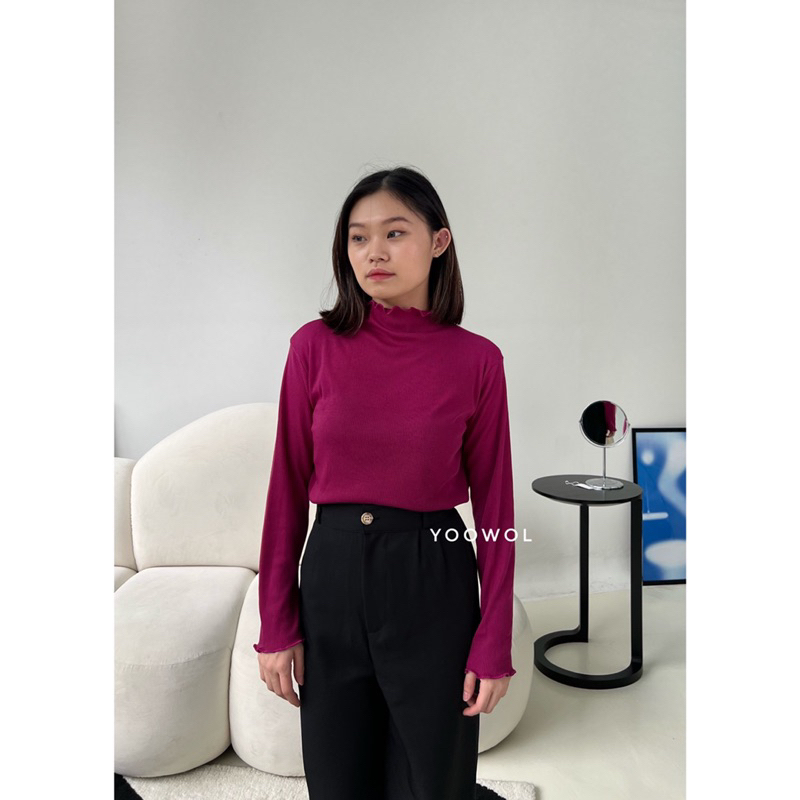 Yeji Top/Atasan Knit Lengan Panjang Wanita/Basic Knit Top