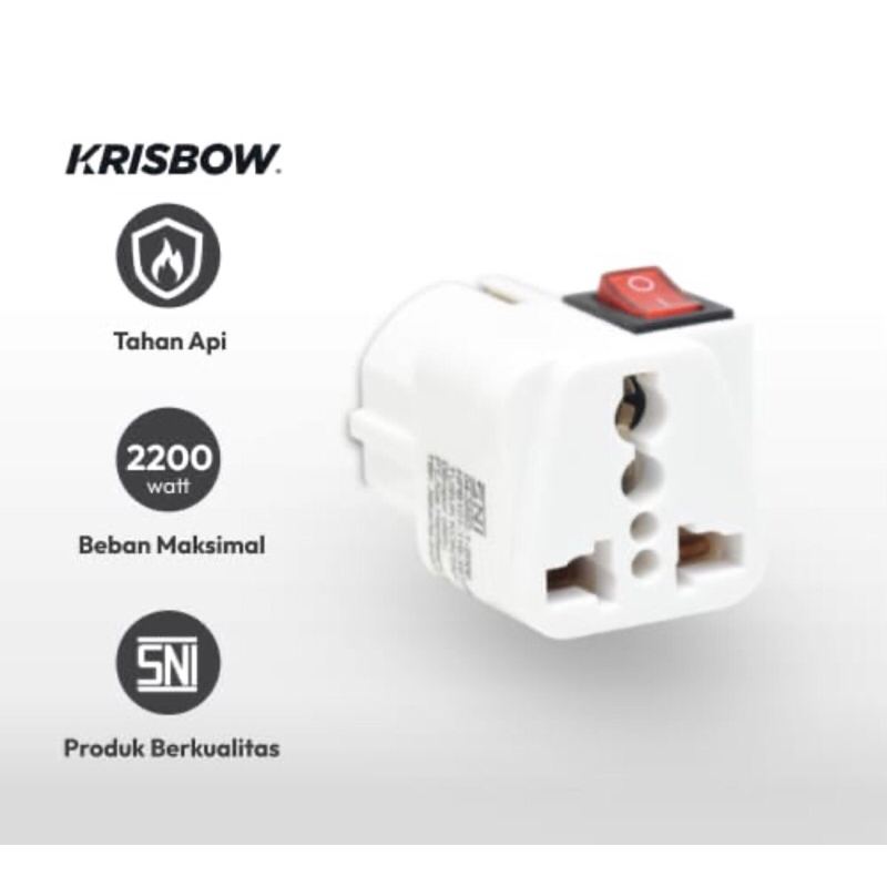 KRISBOW COLOKAN LISTRIK UNIVERSAL/KRISBOW STEKER T UNIVERSAL/ACE TRAVEL ADAPTOR/KRISBOW STEKER ARDE ADAPTOR TRAVEL DENGAN SWITCH