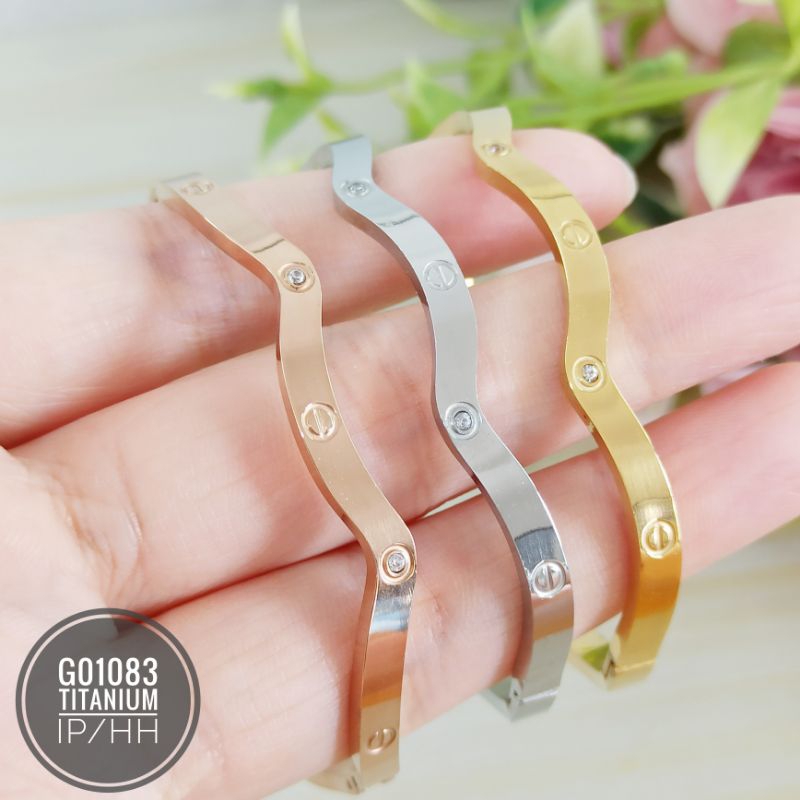 Gelang Titanium Zigzag 3 warna (emboss) G01083