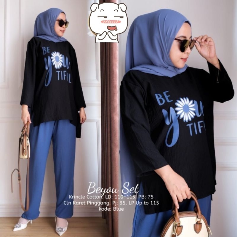 BEYOU SET/Stelan Kringkle Sablon Viral