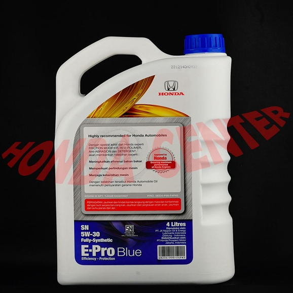 oli oil mesin mobil honda e-pro blue sn 5w-30 full syintetic 100% original honda