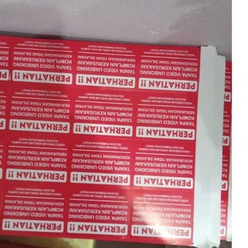 STICKER STIKER LABEL PAKET ONLINE SHOP UNBOXING MERAH UK 5 X 4 CM QTY 100 PCS