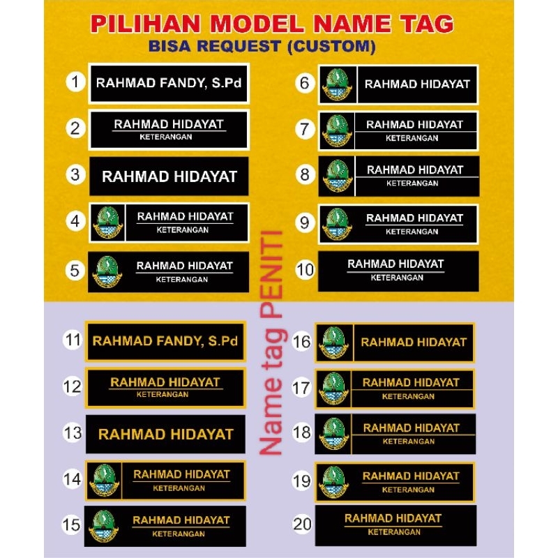 

NAME TAG PENITI / NAMA DADA / PAPAN NAMA / name tag akrilik