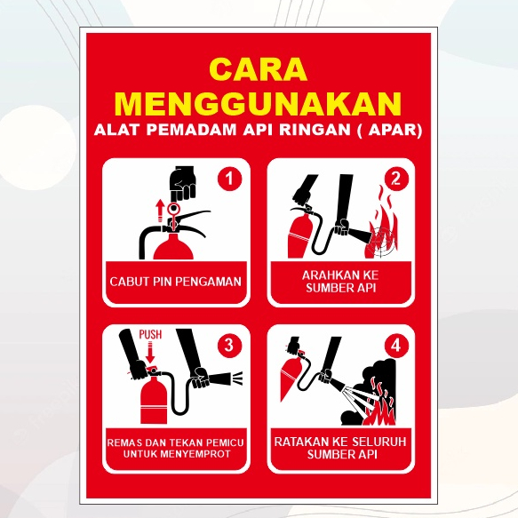 

stiker cara pemakaian alat pemadam api ringan / APAR