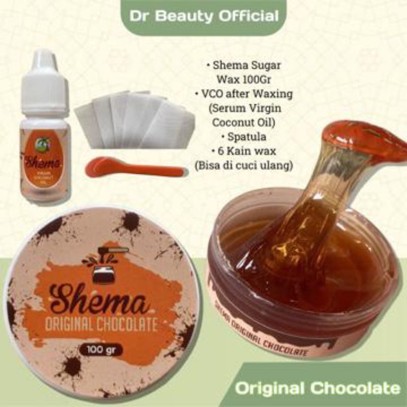 [Paket Lengkap] SHEMA Sugar Waxing Premium Free Serum VCO (After Wax) + Spatula + Kain Wax Paket Lengkap Waxing / Penghilang Bulu Ketiak Kaki Tangan