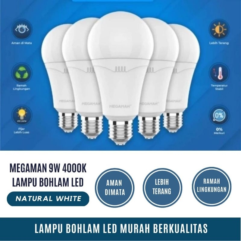 Lampu LED 9 Watt Natural White 4000K Megaman