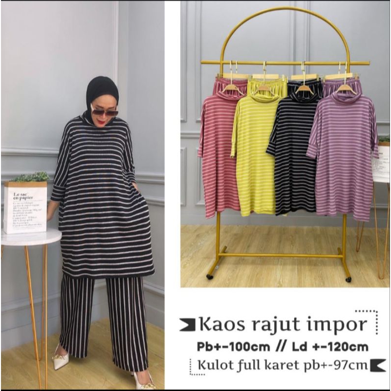ONE SET TUNIK//SET KAOS RAJUT//SET KULOT JUMBO