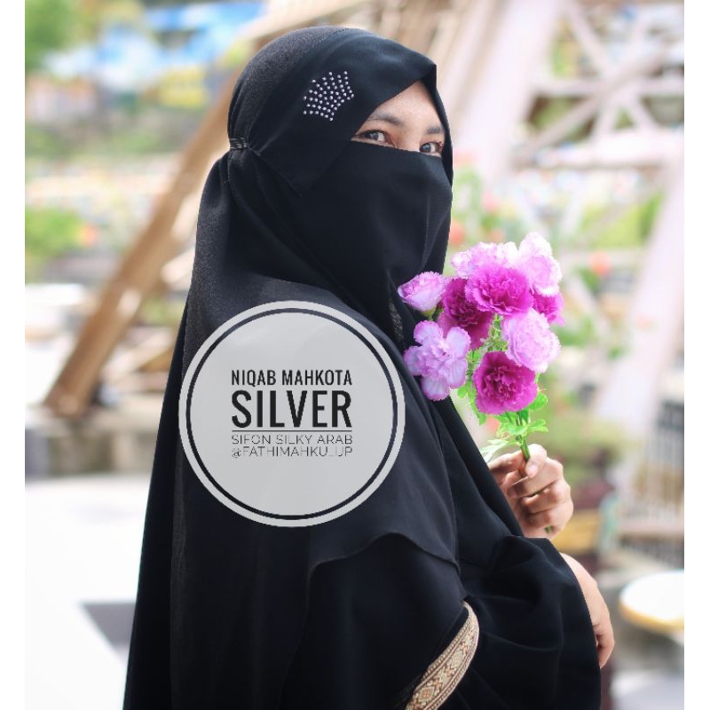 Niqab Milaya Mahkota Silver Couple Anak dan Ibu/Niqab Poni Milaya Termurah