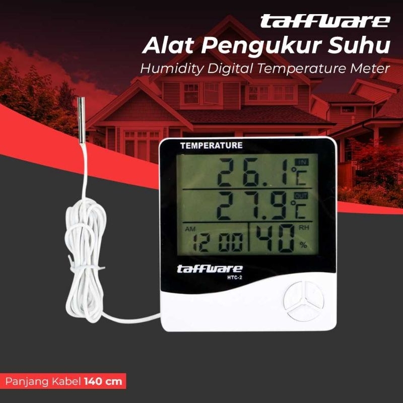 Taffware Pengukur Suhu Ruangan Digital Temperature Humidity Meter Clock