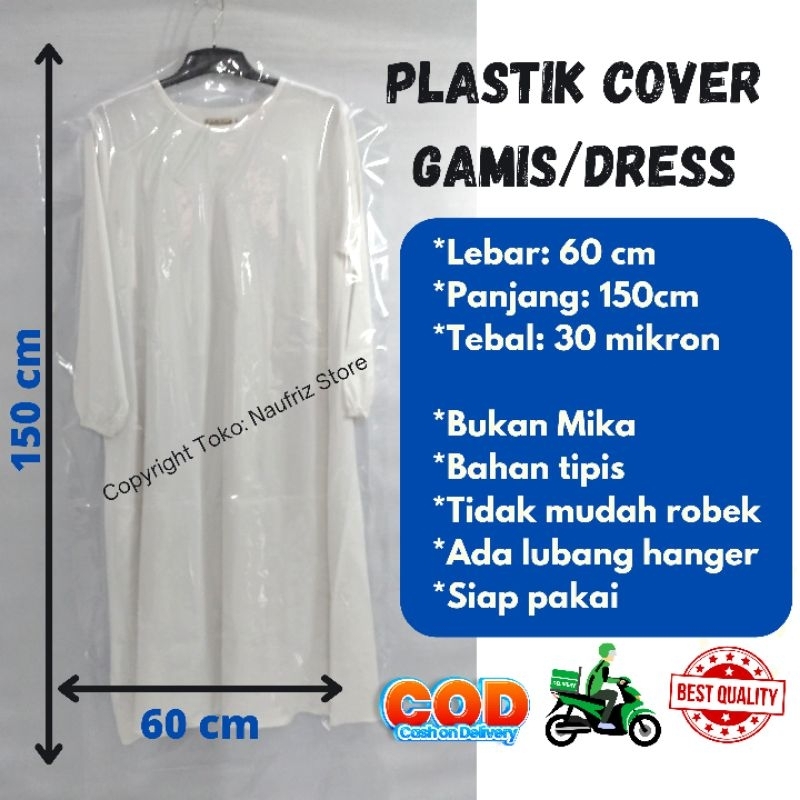 Plastik Gantungan Baju Gamis ISI 5 LEMBAR Cover Dress Gaun Laundry 60x150 Gantung Baju Panjang