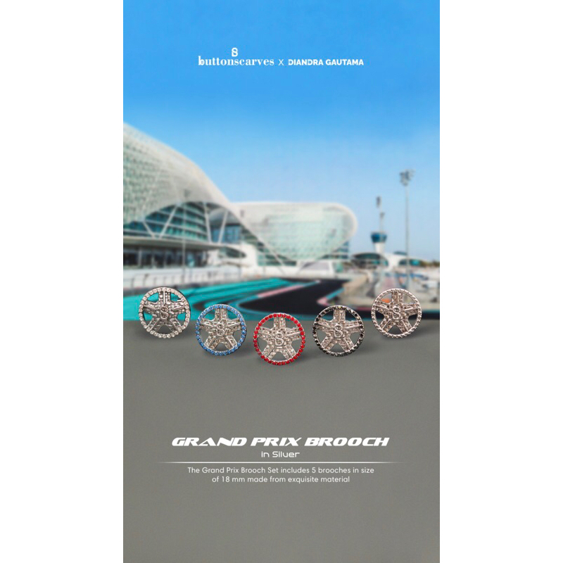 the grand prix brooch Buttonscarves