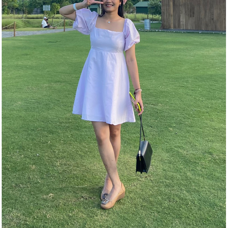 square neck dress LILAC COLORBOX