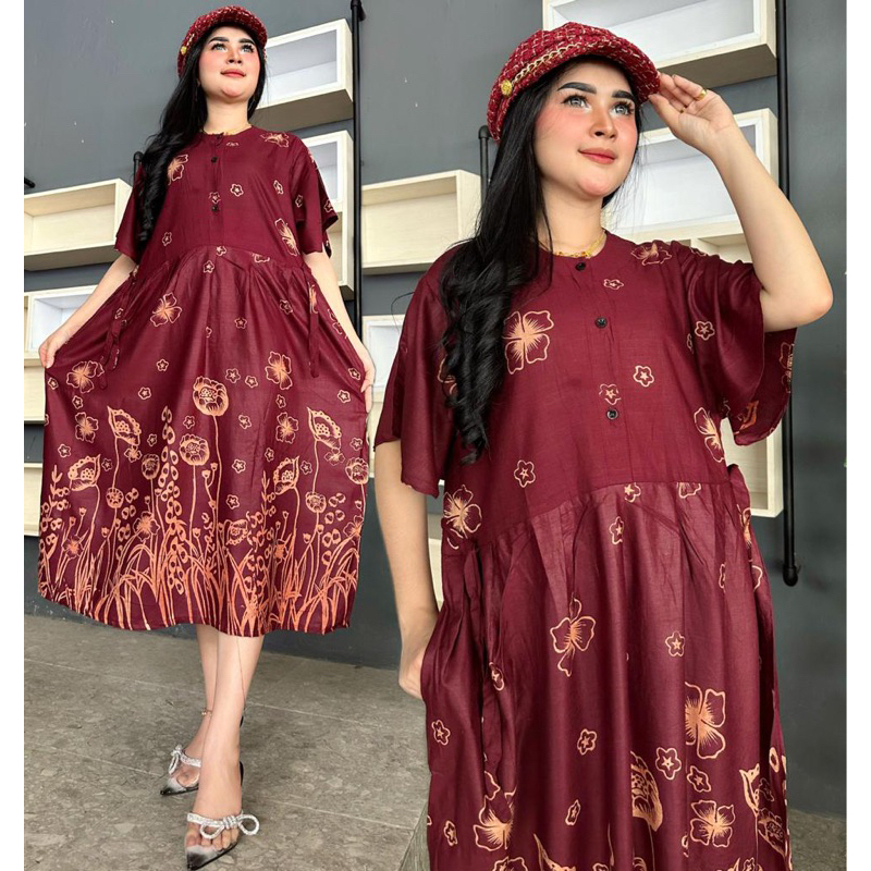 CIBI DRESS RAYON PREMIUM LD 120 DASTER NYAMAN BUMIL BUSUI KANCING DEPAN