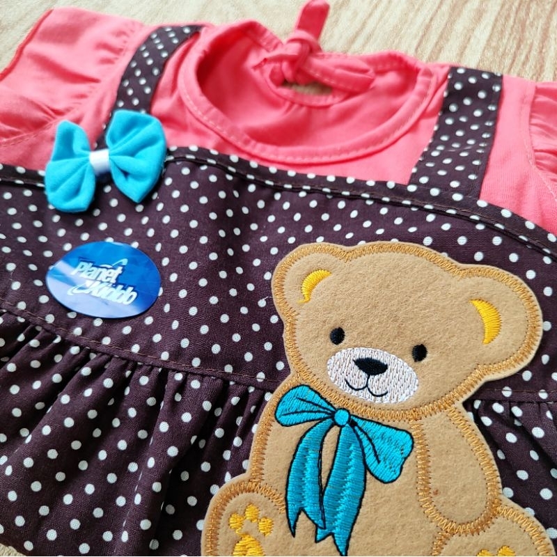 Baby gift PLANET KIDZ BONEKA BEAR POLKADOT Dress baju rok setelan katun celana dalam anak bayi perempuan cewek