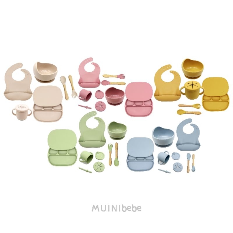 Muinibebe Basic Feeding Set / Piring Silikon / Silicone Plate / Piring bayi